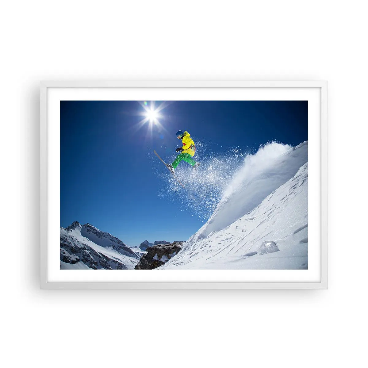 Poster în ramă albă - Dansând cu munții - 70x50 cm