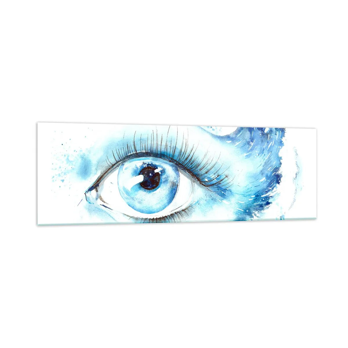 Tablou pe sticlă - Scufundă-te în albastrul privirii - 160x50 cm