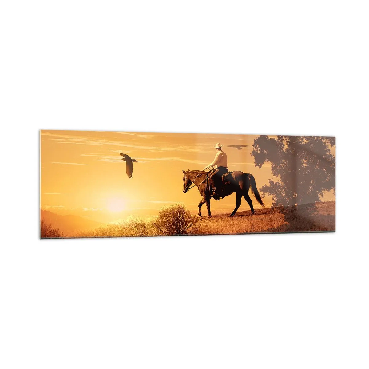 Tablou pe sticlă - Singur peste prerie - 160x50 cm