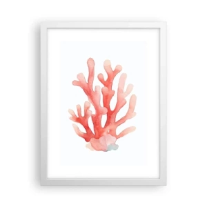 Poster în ramă albă - Culoare de coral - 30x40 cm