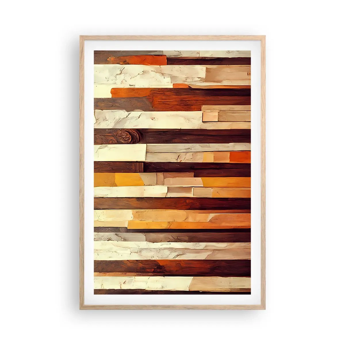 Poster în ramă de stejar deschis - Imnul copacilor din pădure - 61x91 cm