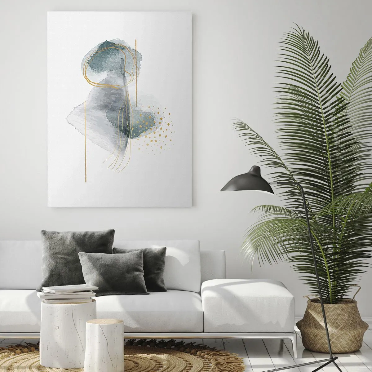 Tablou pe sticlă - Despre relația dintre gri și auriu - 80x120 cm