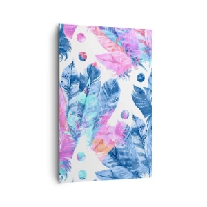 Tablou pe pânză - Pene în alb și albastru - 80x120 cm