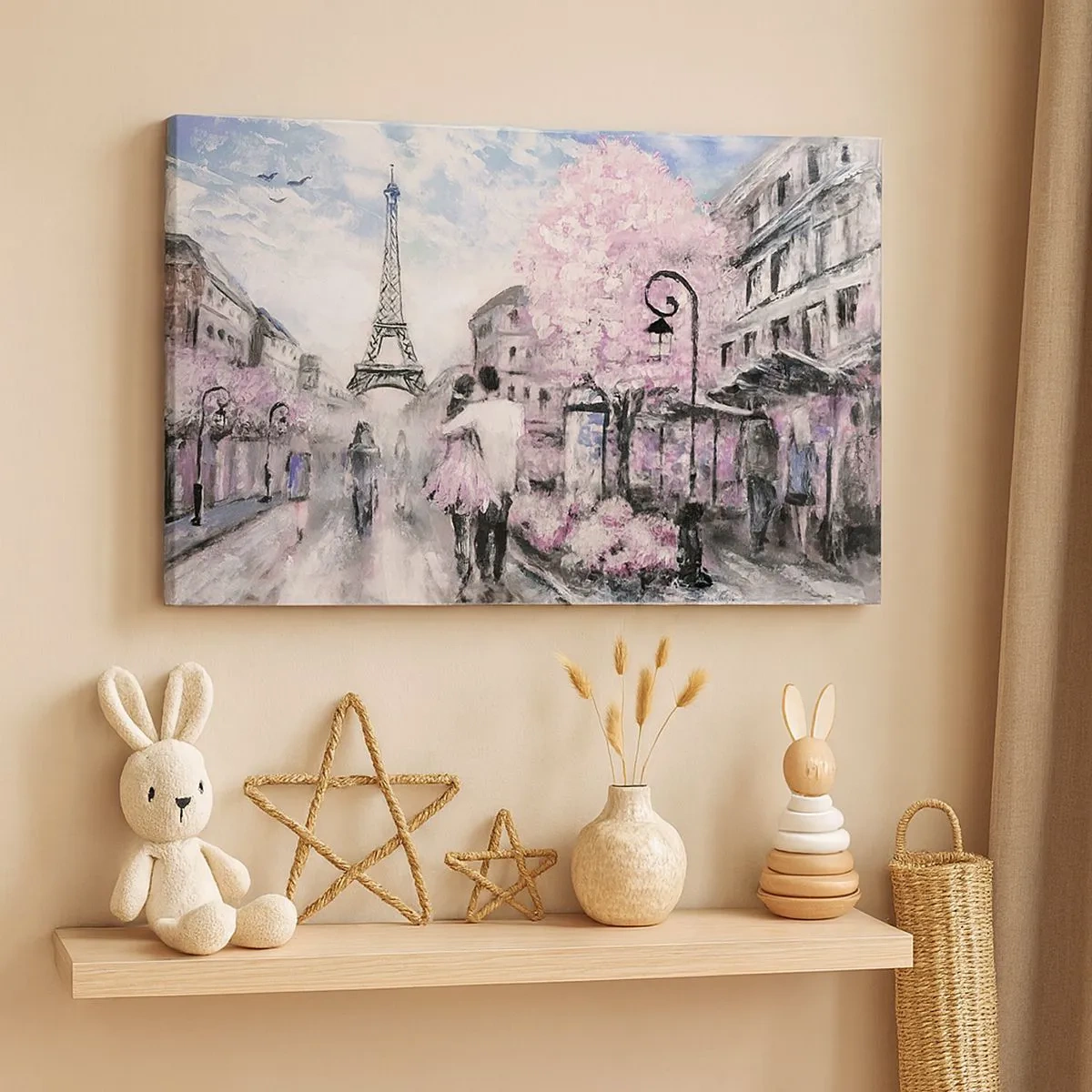 Tablou pe pânză Canvas - plimbare romantică prin Paris, lângă Turnul Eiffel - 70x50cm - Dacă ar fi să te îndrăgostești, atunci doar de... - Decorațiune modernă pentru perete pentru living și dormitor ARTTOR