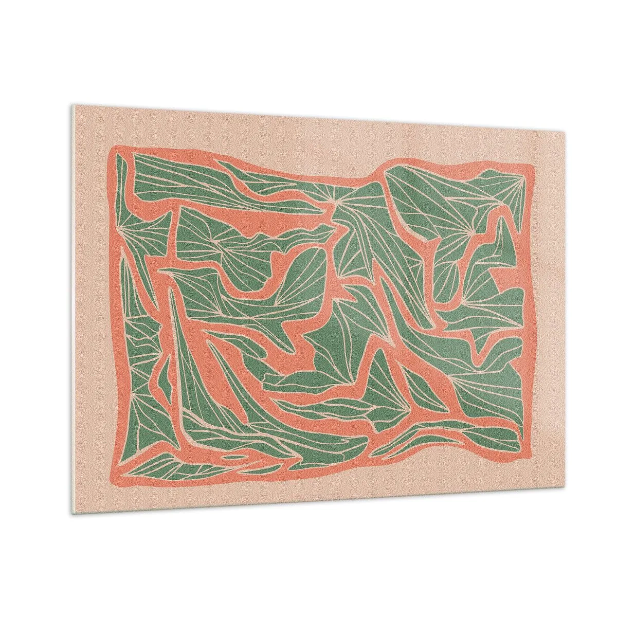 Tablou pe sticlă - Lupta dintre coral și verde - 100x70 cm