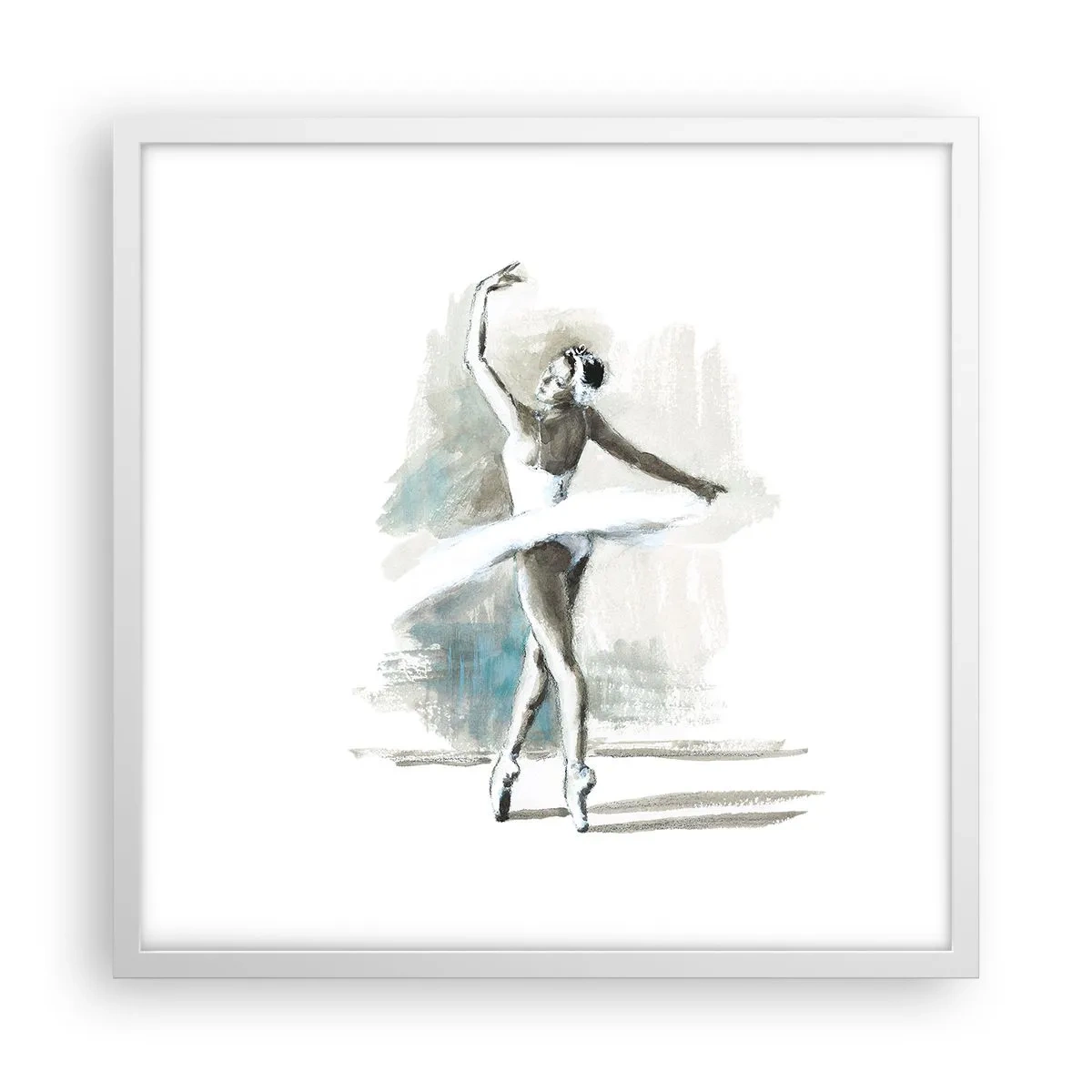 Poster în ramă albă - Fermecată într-o lebădă - 50x50 cm