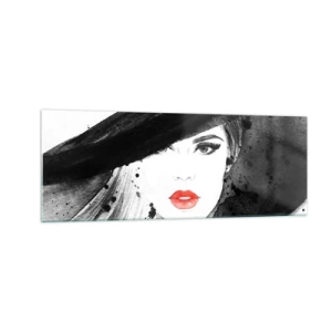 Tablou pe sticlă - Doamna în negru - 140x50 cm