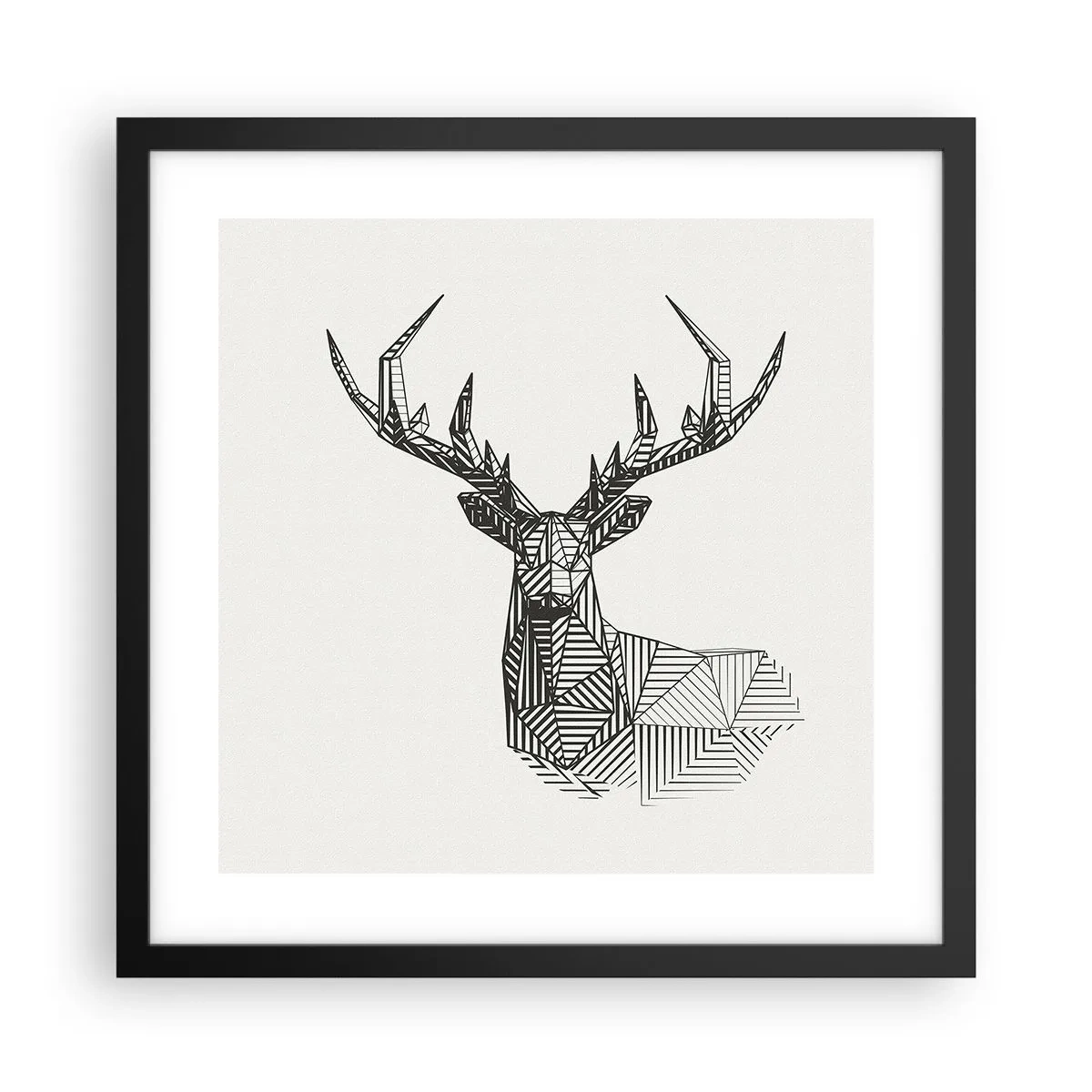 Poster în ramă neagră - Cerb în stil cubist - 40x40 cm