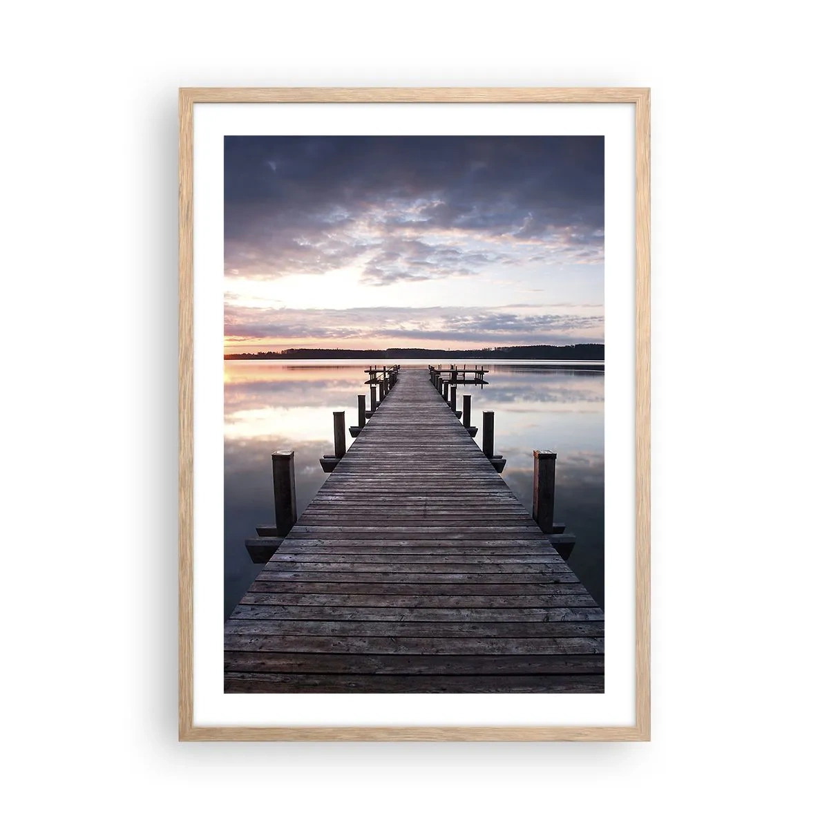 Poster în ramă de stejar deschis - Granița tăcută dintre zi și noapte - 50x70 cm