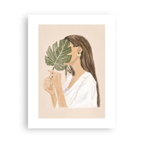 Poster - Portret misterios cu un evantai - 30x40 cm