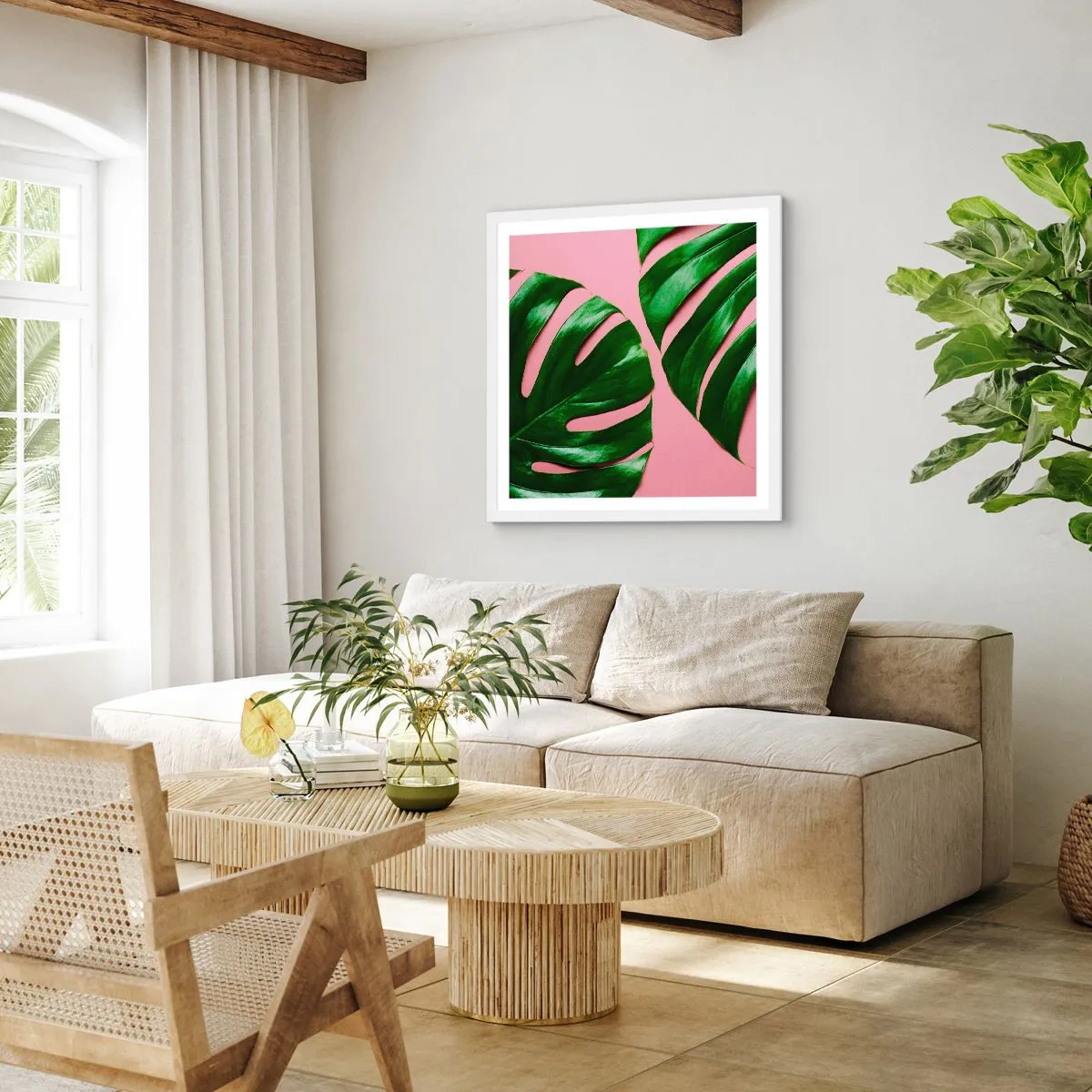 Poster în ramă albă - Întâlnire verde - 60x60 cm