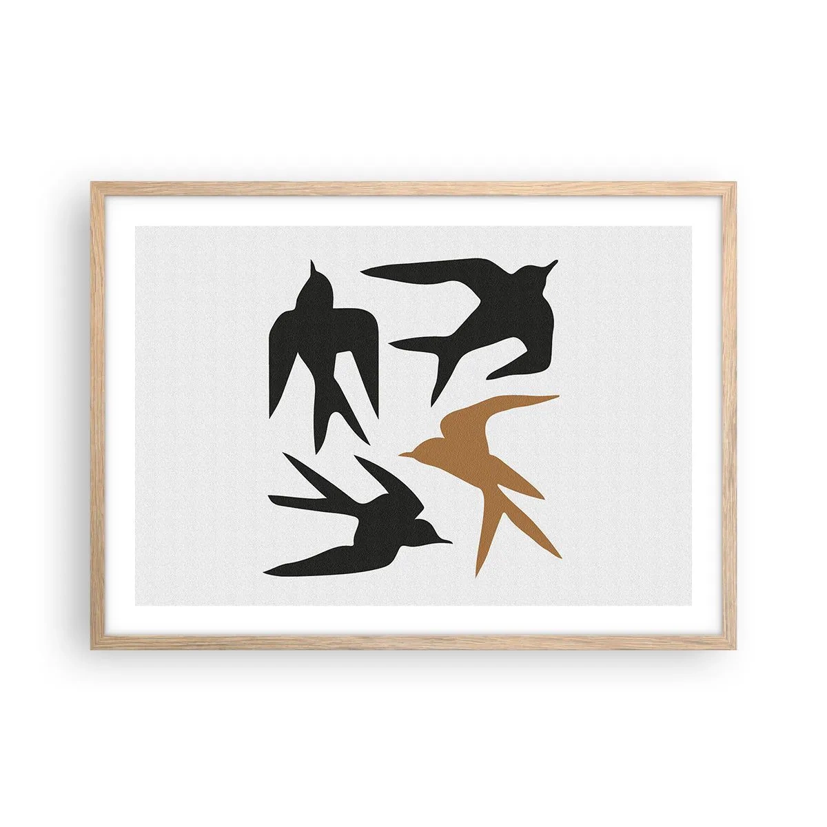 Poster în ramă de stejar deschis - Jocurile rândunelelor - 70x50 cm