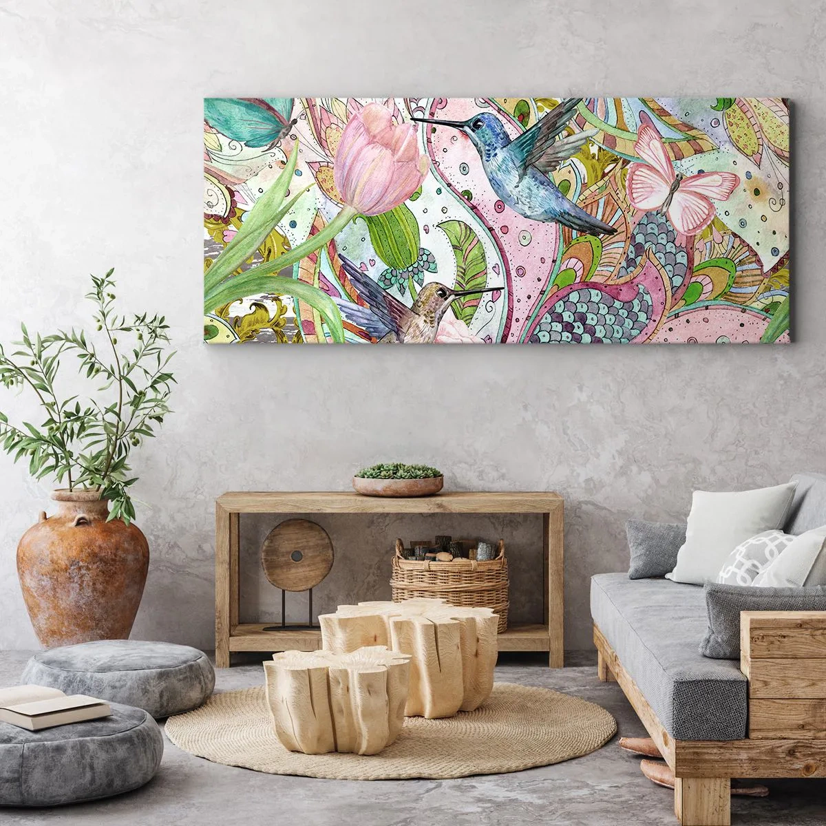 Tablou pe pânză - Încurcat în viță de vie - 100x40 cm