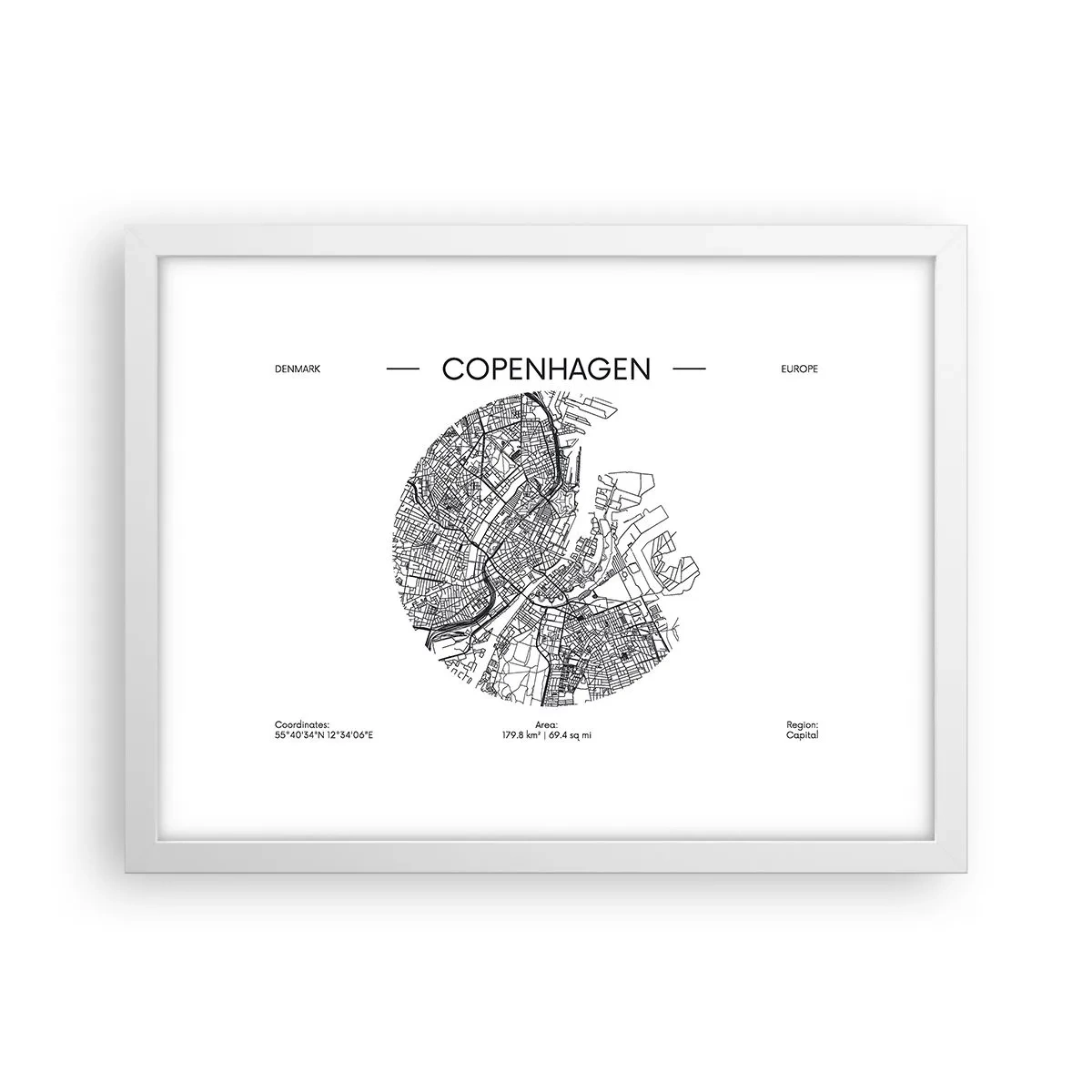 Poster în ramă albă - Anatomia Copenhagăi - 40x30 cm