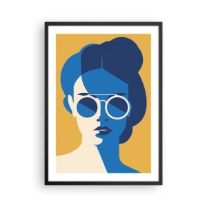 Poster în ramă neagră - Portret abstract al unei femei purtând ochelari de soare - 50x70cm - Look de vacanță - Decorațiune modernă pentru perete pentru living și dormitor ARTTOR