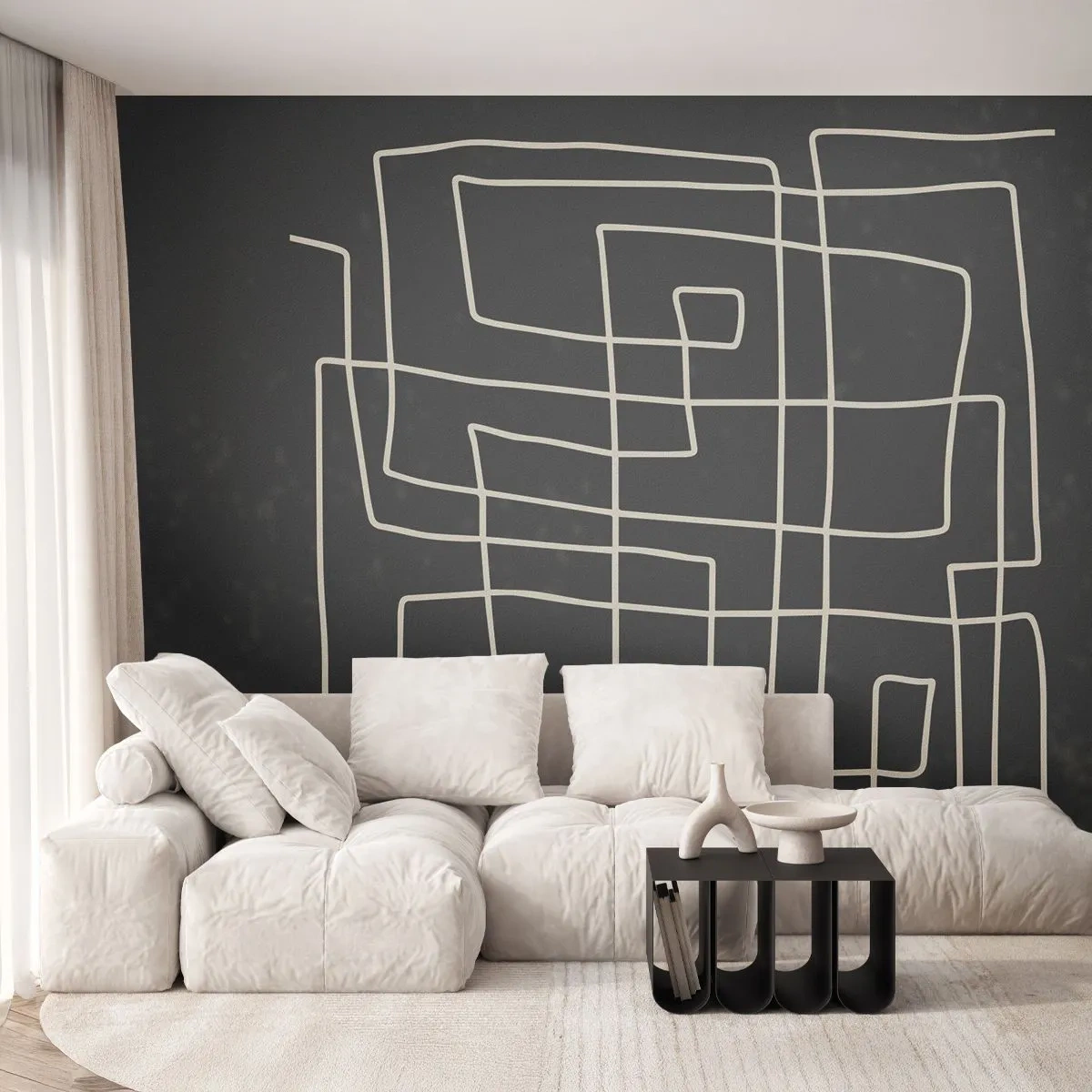 Tapet Standard Eco - Nu atât de simplu - Abstracția, Bucată, alb-negru - 400x280 cm