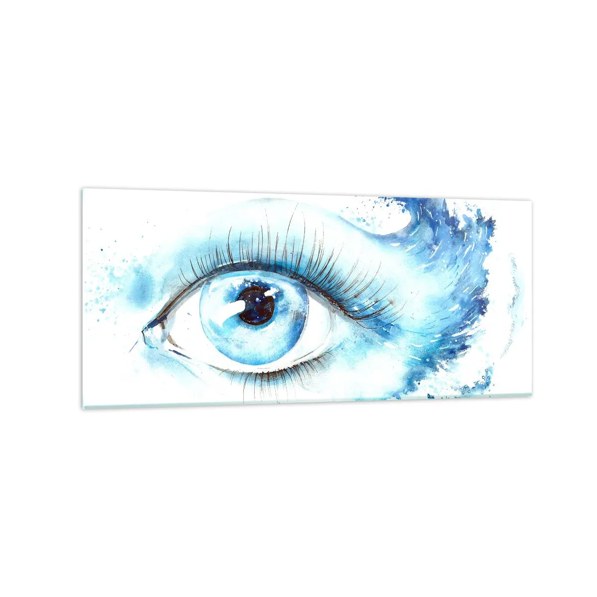 Tablou pe sticlă - Scufundă-te în albastrul privirii - 120x50 cm