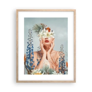 Poster în ramă de stejar deschis - Femeia floare - 40x50 cm