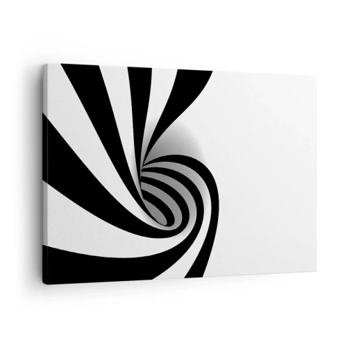 Tablou pe pânză Canvas - Vortex optic alb-negru abstract - 70x50cm - Și totuși se mișcă - Decorațiune modernă pentru perete pentru living și dormitor ARTTOR