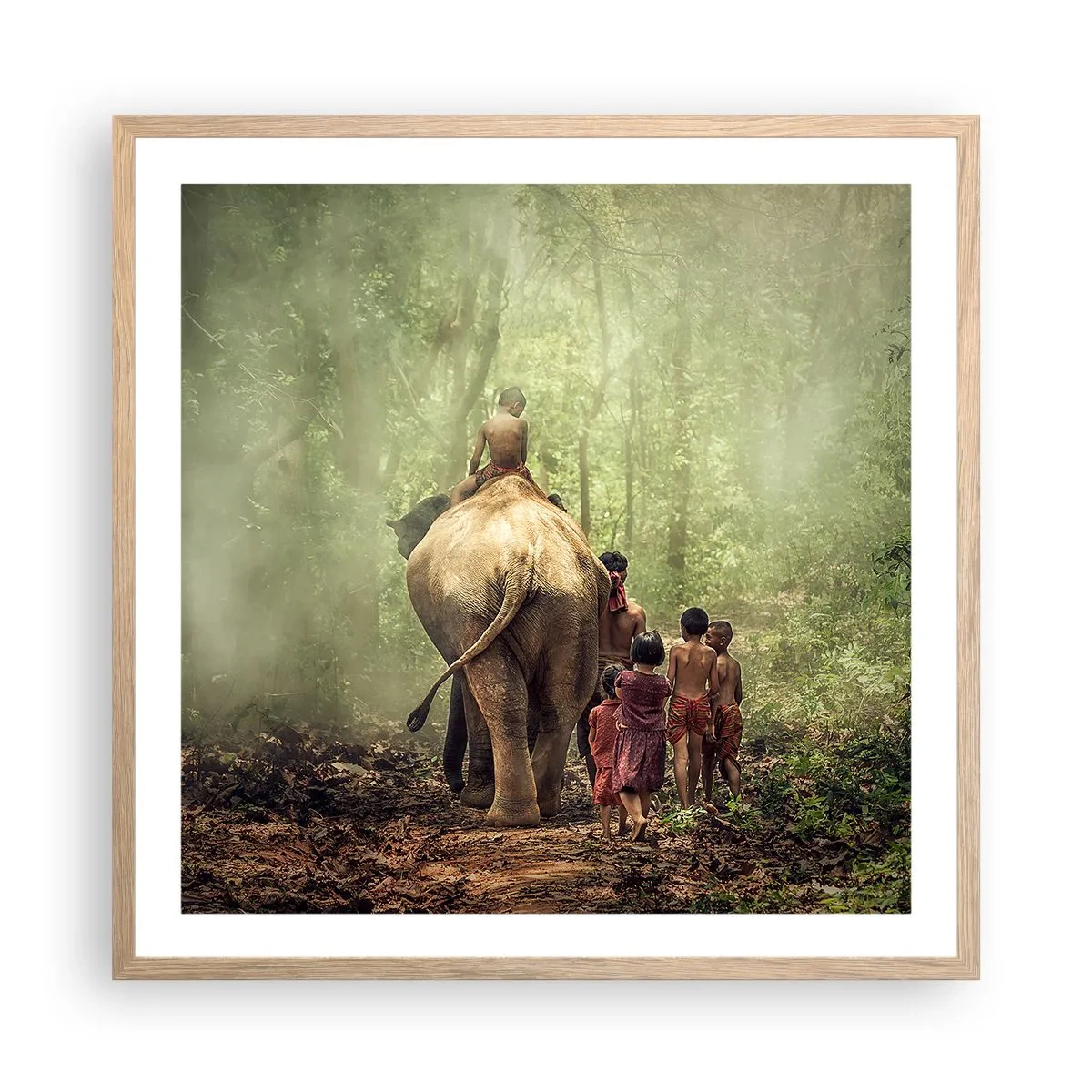 Poster în ramă de stejar deschis - Noua Carte a Junglei - 60x60 cm
