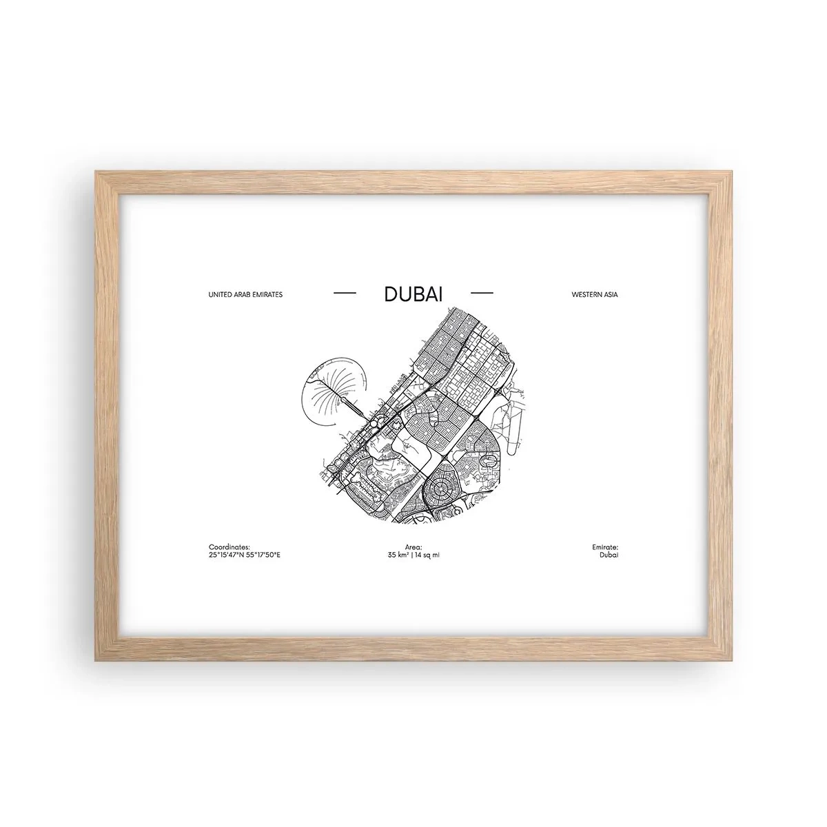 Poster în ramă de stejar deschis - Anatomia Dubaiului - 40x30 cm