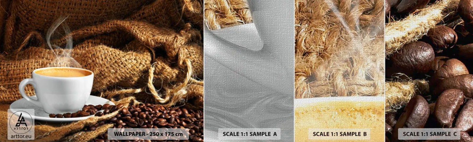 Mostră tapet Premium Canvas - Mirosul de mokka și densitatea lichidului de miere - Gastronomie, Cafea, ceașcă de cafea - 100x30 cm