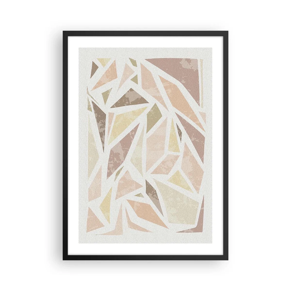 Poster în ramă neagră - Abstracție geometrică în nuanțe pastelate - 50x70cm - Compoziție de vitralii - Decorațiune modernă pentru perete pentru living și dormitor ARTTOR