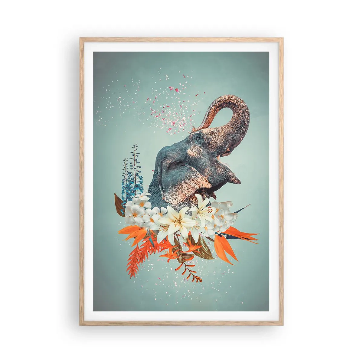 Poster în ramă de stejar deschis - Urlet de bucurie - 70x100 cm