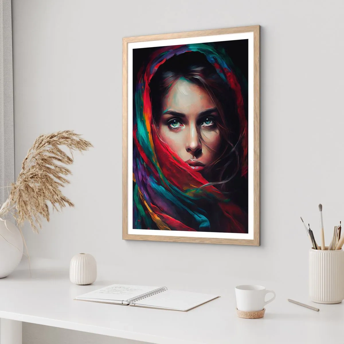 Poster în ramă de stejar deschis - Misterul ochilor verzi - 40x50 cm