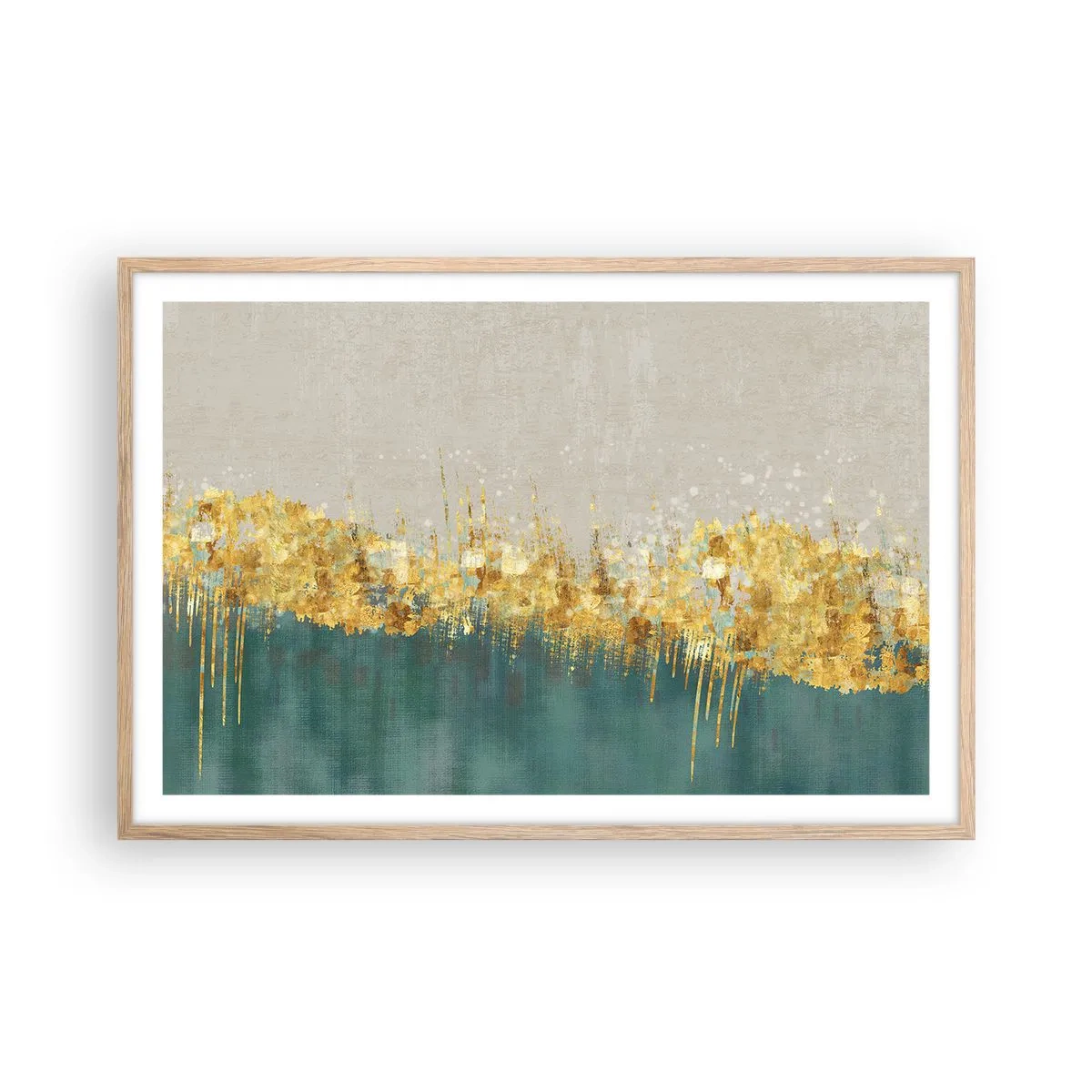 Poster în ramă de stejar deschis - Frontiera de aur - 91x61 cm