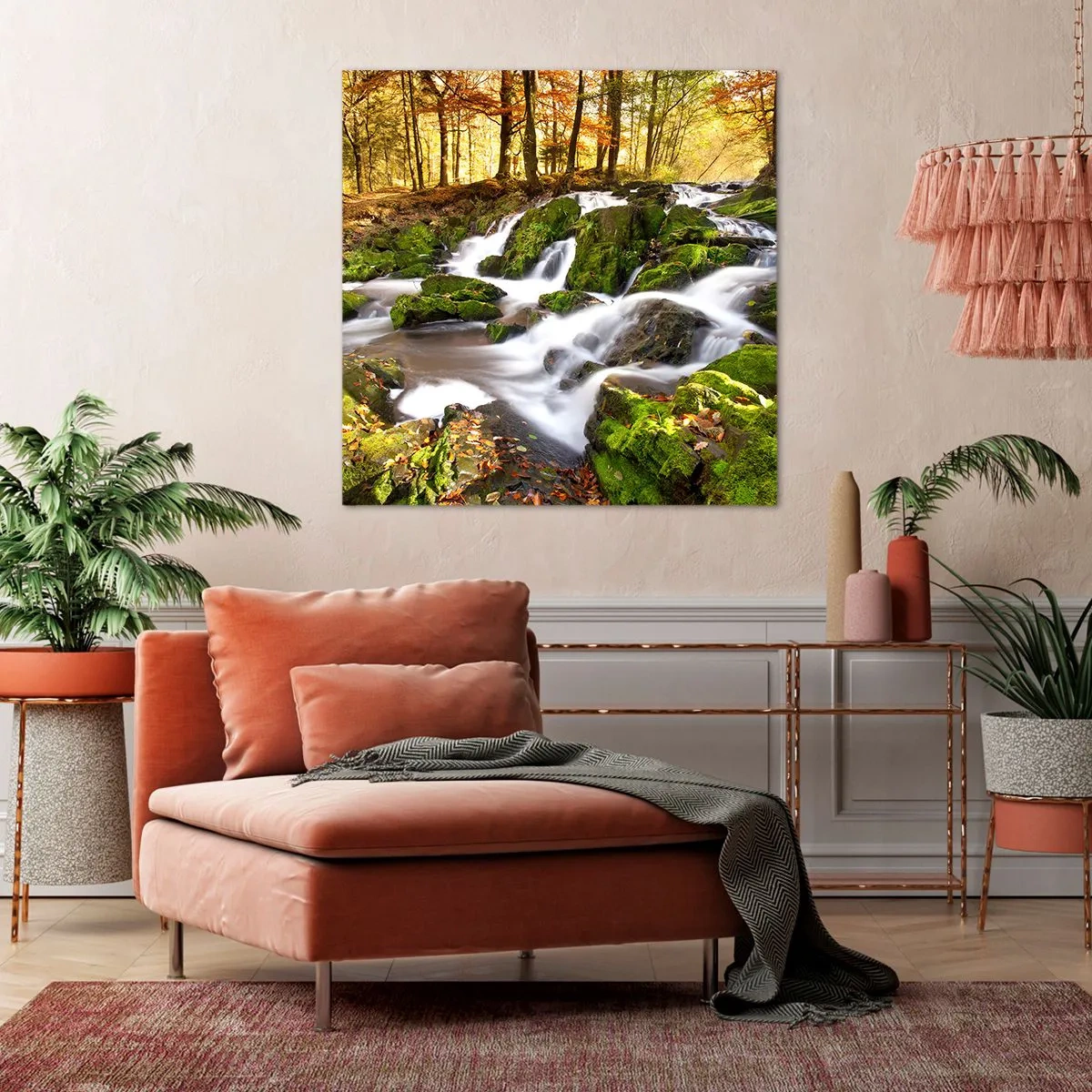 Tablou pe pânză - Repede prin pădure de toamnă - 50x50 cm
