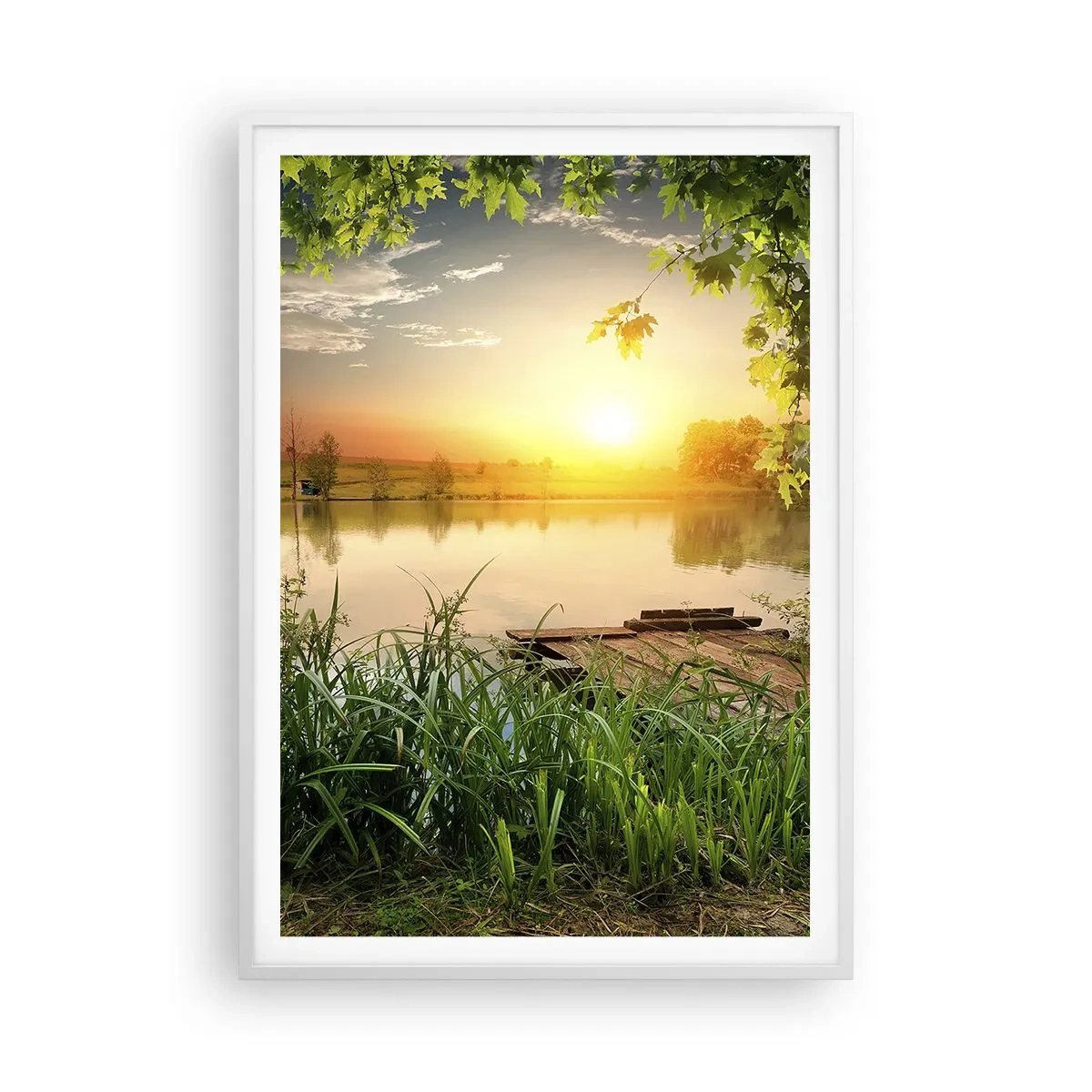 Poster în ramă albă - Peisaj într-un cadru verde - 70x100 cm