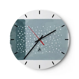 Ceas de perete - Ceas pe sticlă - O compoziție modernă cu puncte pe un fundal în nuanțe de albastru - 30x30cm - Crescute pe albastru - Decorațiune modernă pentru perete pentru living, bucătărie și dormitor ARTTOR