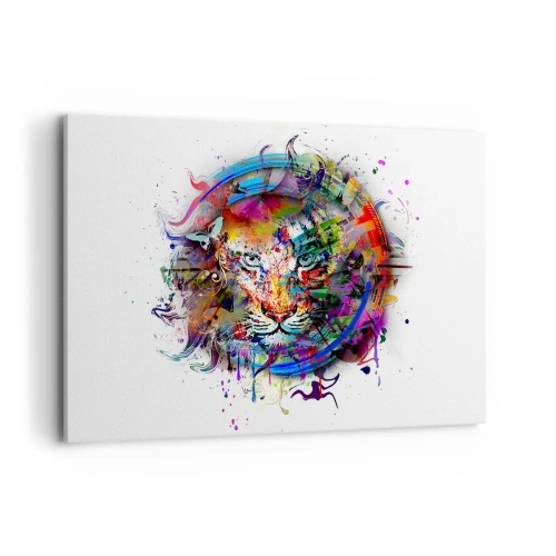 Tablou pe pânză - Ascunzându-se în spatele voalului curcubeu - 100x70 cm