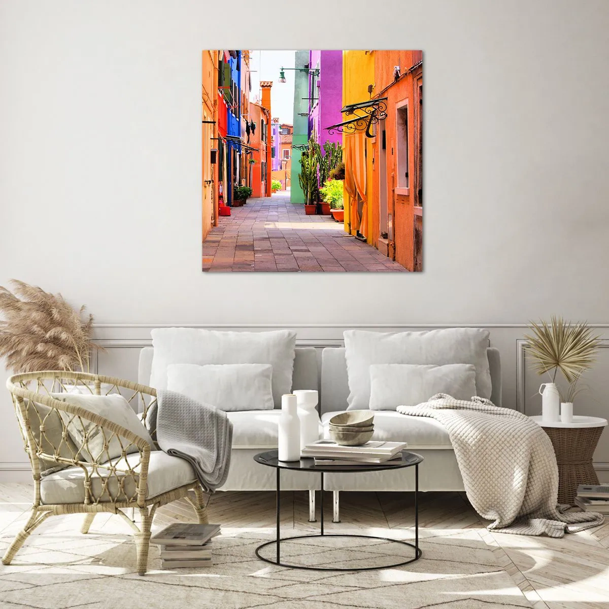 Tablou pe sticlă - Aleea curcubeului - 60x60 cm