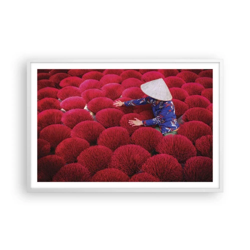 Poster în ramă albă - Într-un câmp de orez - 91x61 cm