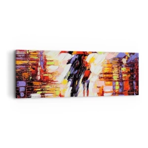 Tablou pe pânză - Împreună prin noapte și ploaie - 90x30 cm