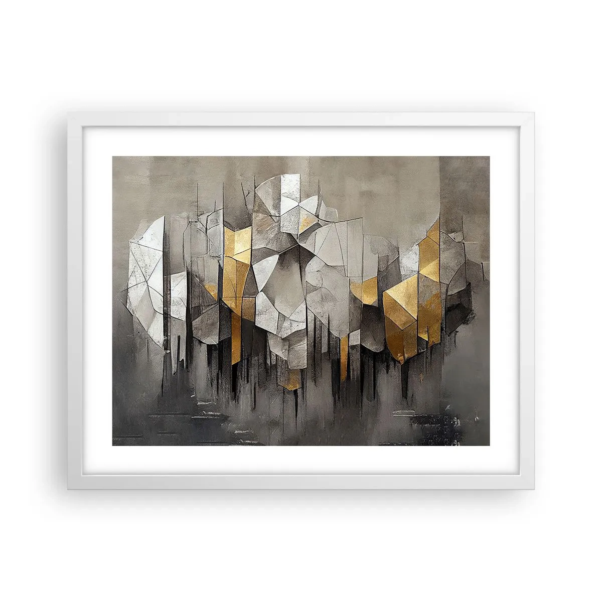 Poster în ramă albă - Compoziție de gheață și lumină - 50x40 cm