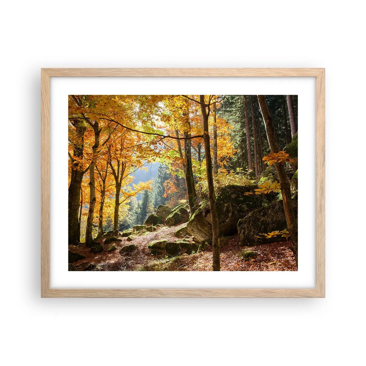 Poster în ramă de stejar deschis - Timp de relaxare - 50x40 cm