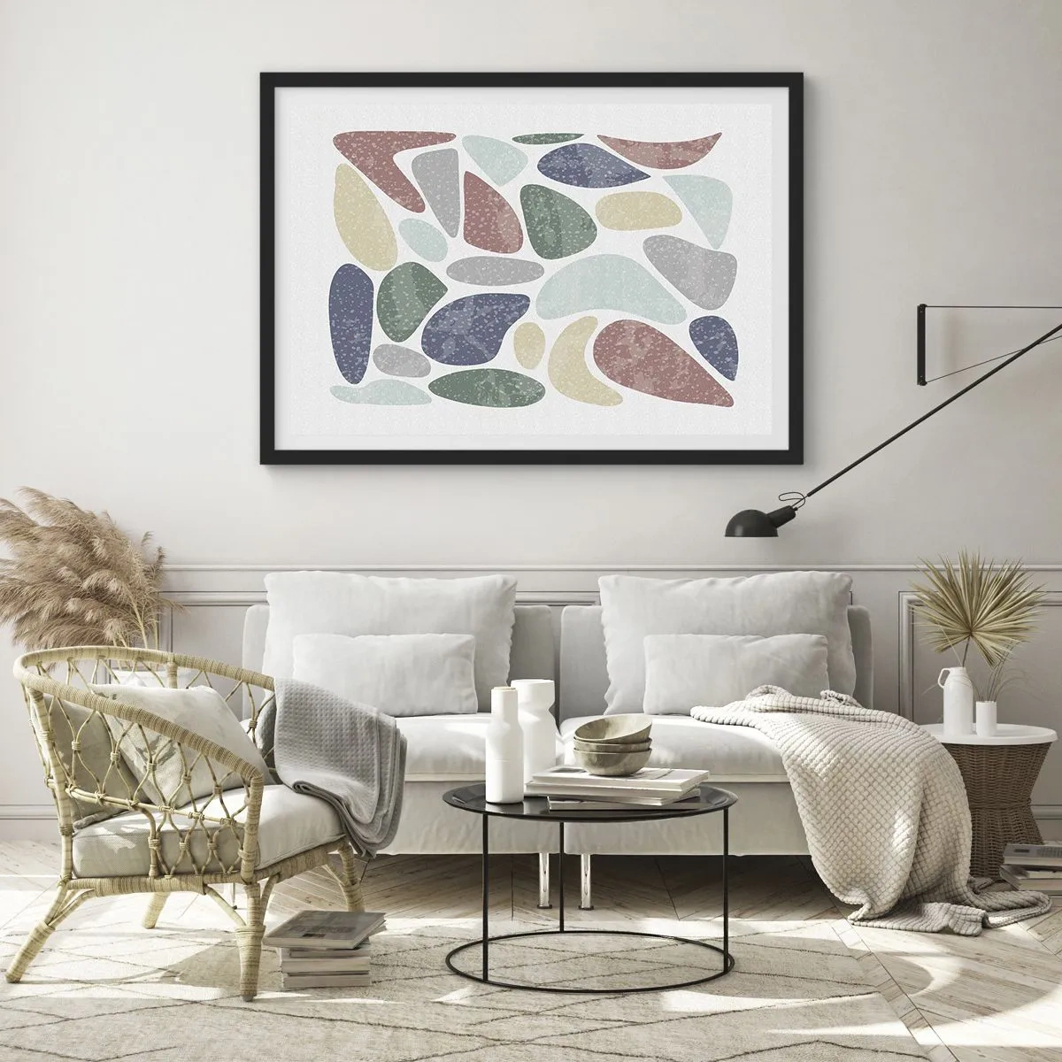 Poster în ramă neagră - Un mozaic de culori pudrate - 91x61 cm