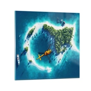 Tablou pe sticlă - Cumpără-ți o insulă - 70x70 cm