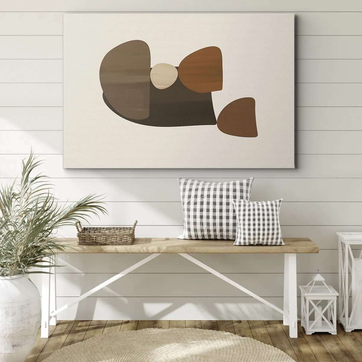 Tablou pe pânză Canvas - Compoziție abstractă în nuanțe de maro și bej - 70x50cm - Compoziție în bronz - Decorațiune modernă pentru perete pentru living și dormitor ARTTOR