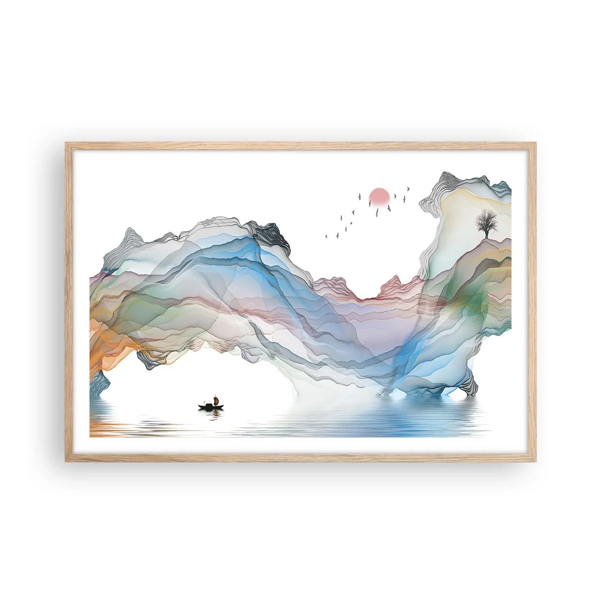 Poster în ramă de stejar deschis - Spre munții de cristal - 91x61 cm