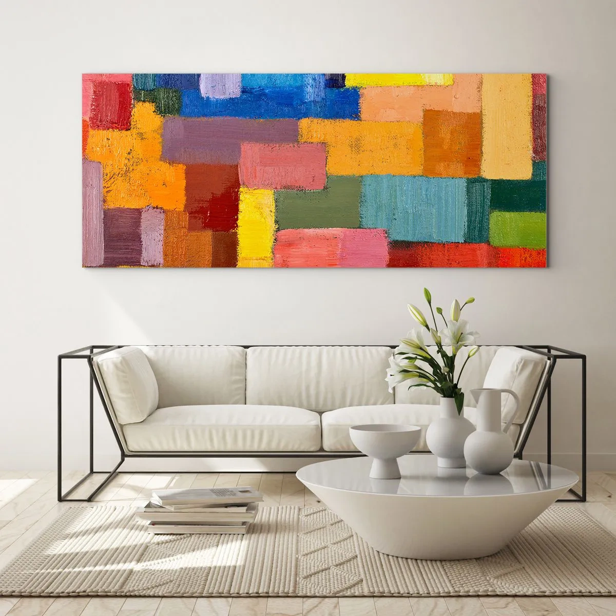 Tablou pe sticlă - Fiecare diferită, toate colorate - 100x40 cm