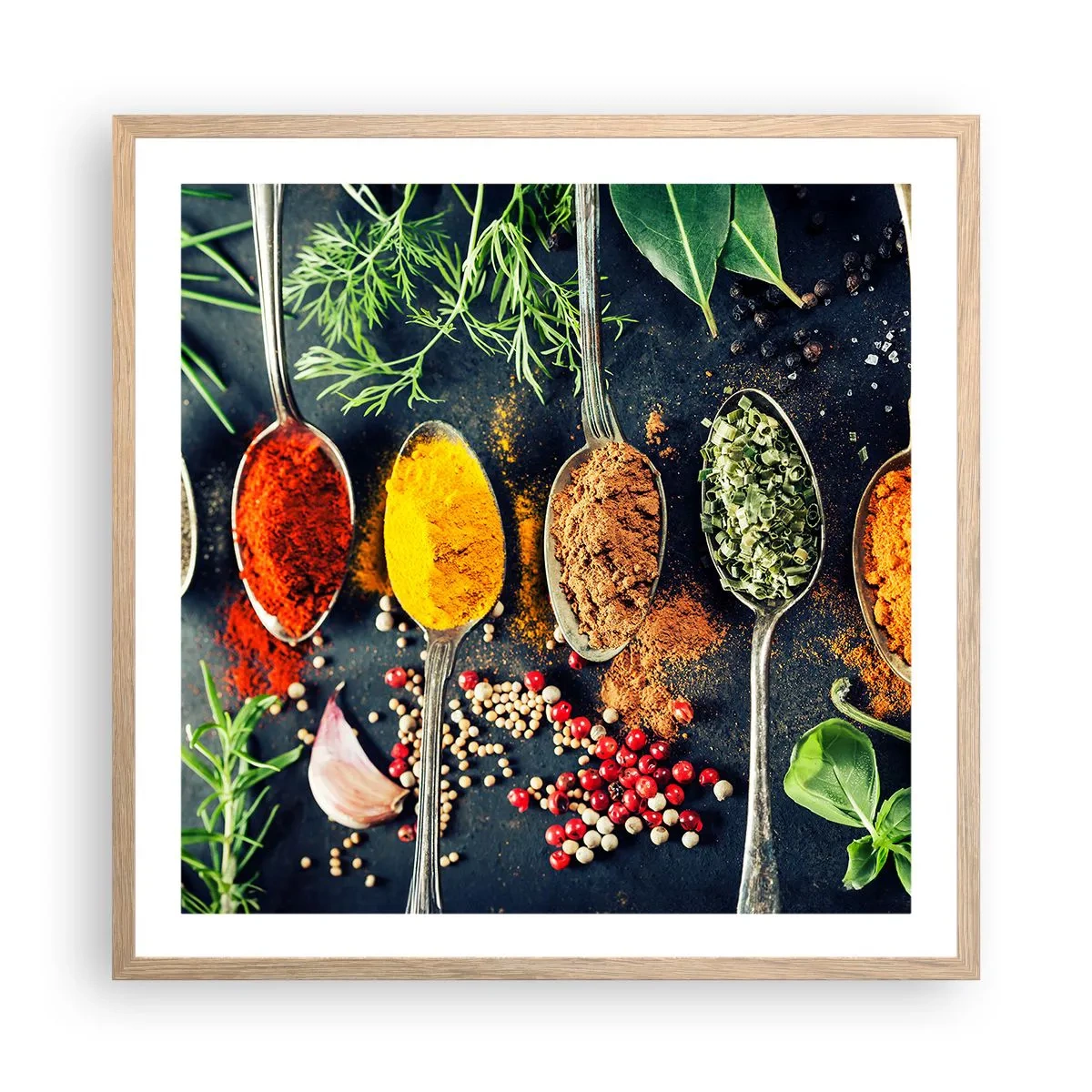 Poster în ramă de stejar deschis - Magie culinară - 60x60 cm