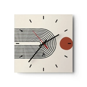Ceas de perete - Ceas pe sticlă - Magnetismul formelor și al culorilor - 30x30 cm