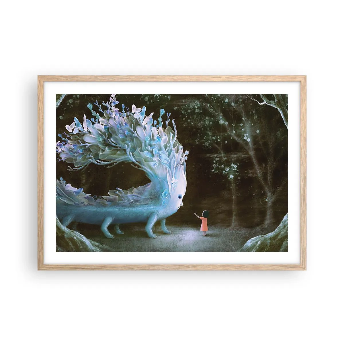 Poster în ramă de stejar deschis - Întâlnire fantastică - 70x50 cm