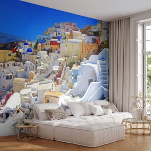 Tapet Premium Canvas - Visând la o vară grecească - Arhitectură, Peisaj, Santorini - 100x70 cm