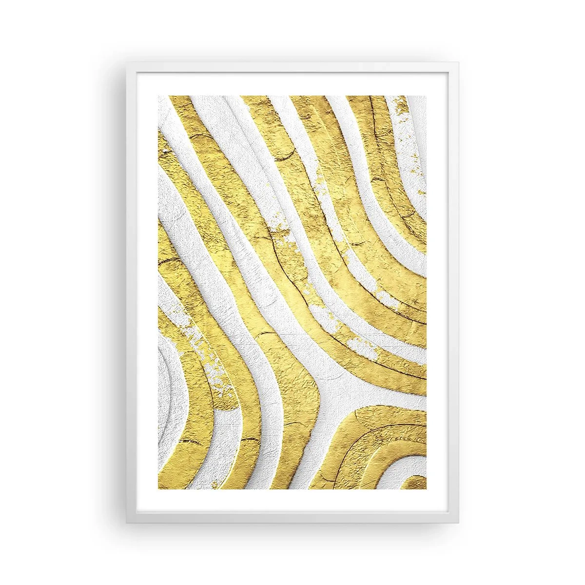 Poster în ramă albă - Compoziția în alb și auriu - 50x70 cm