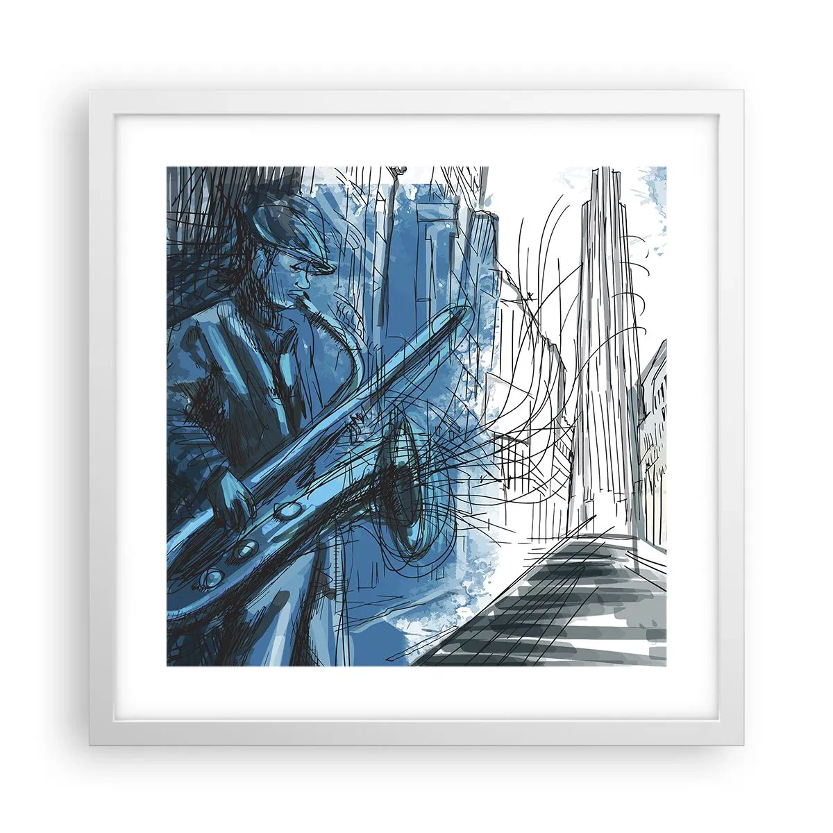 Poster în ramă albă - Rapsodie urbană - 40x40 cm